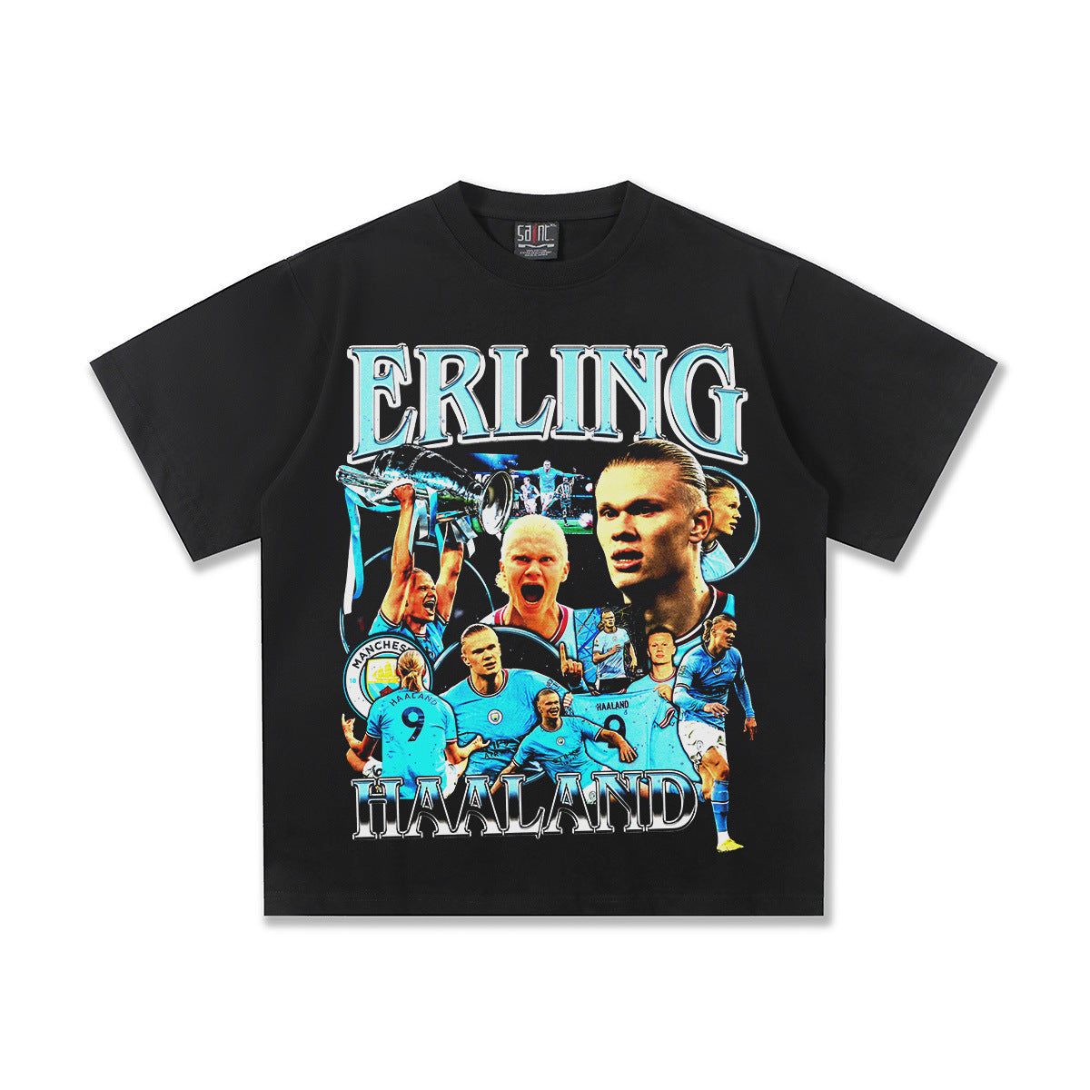 Retro Football Icon Graphic Tee – Washed Oversized Street Style T-Shirt for Men