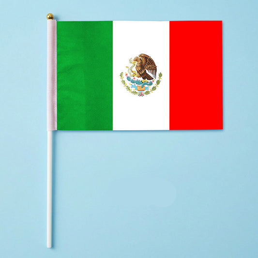 Handheld National Flag with Stick | Small Cheering Banner for Football Fans & World Cup Support (14x21cm)