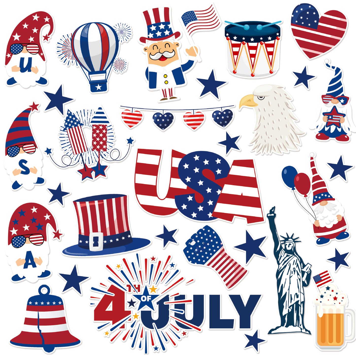 32PCS USA Patriotic Sticker Pack for World Cup & July 4th