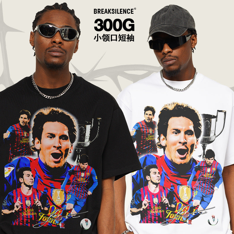 Vintage Football Collage Graphic T-Shirt – 300G Heavyweight Oversized Streetwear Tee