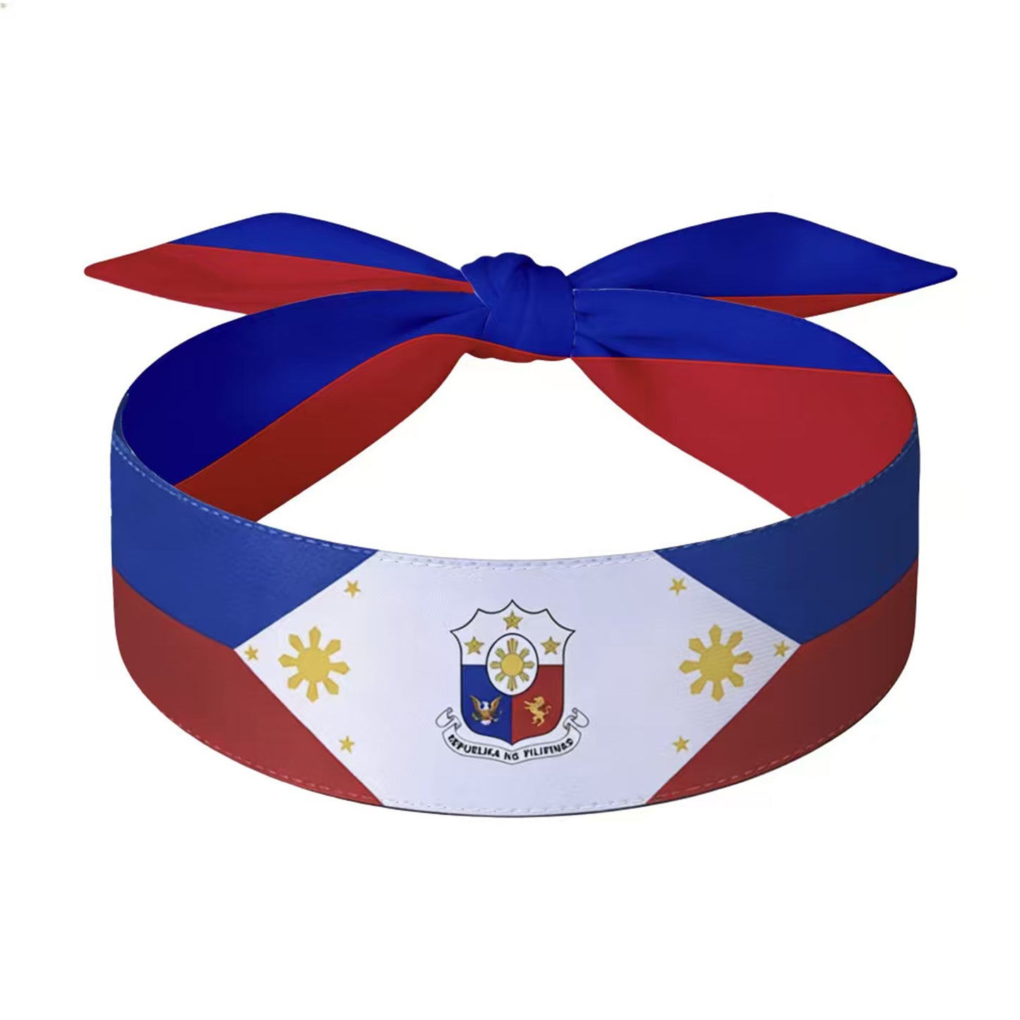 Argentina Flag Headband | "Sun of May" Sky Blue & White Striped Fan Bandana