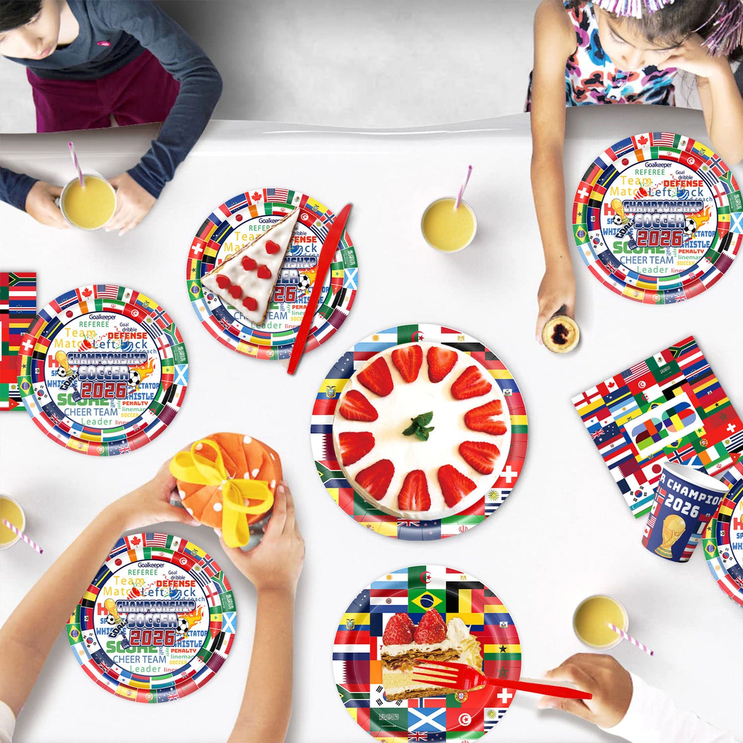 World Cup 2026 Party Tableware Set | Soccer Disposable Kit for 10 Guests