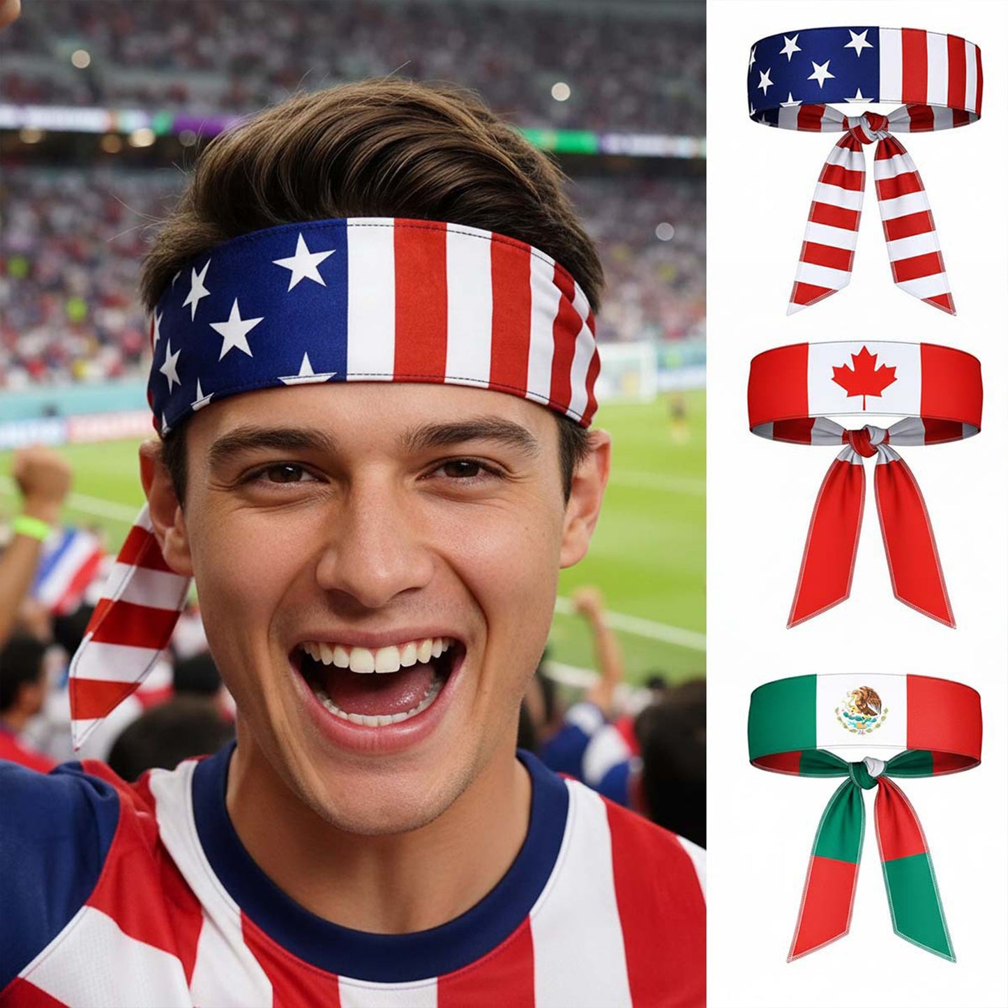 Argentina Flag Headband | "Sun of May" Sky Blue & White Striped Fan Bandana