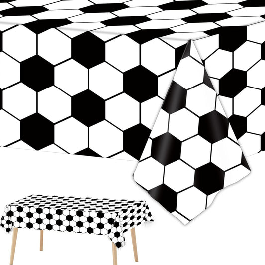 Soccer Ball Print Disposable Tablecloth | Large Waterproof Table Cover for World Cup & Sports Parties