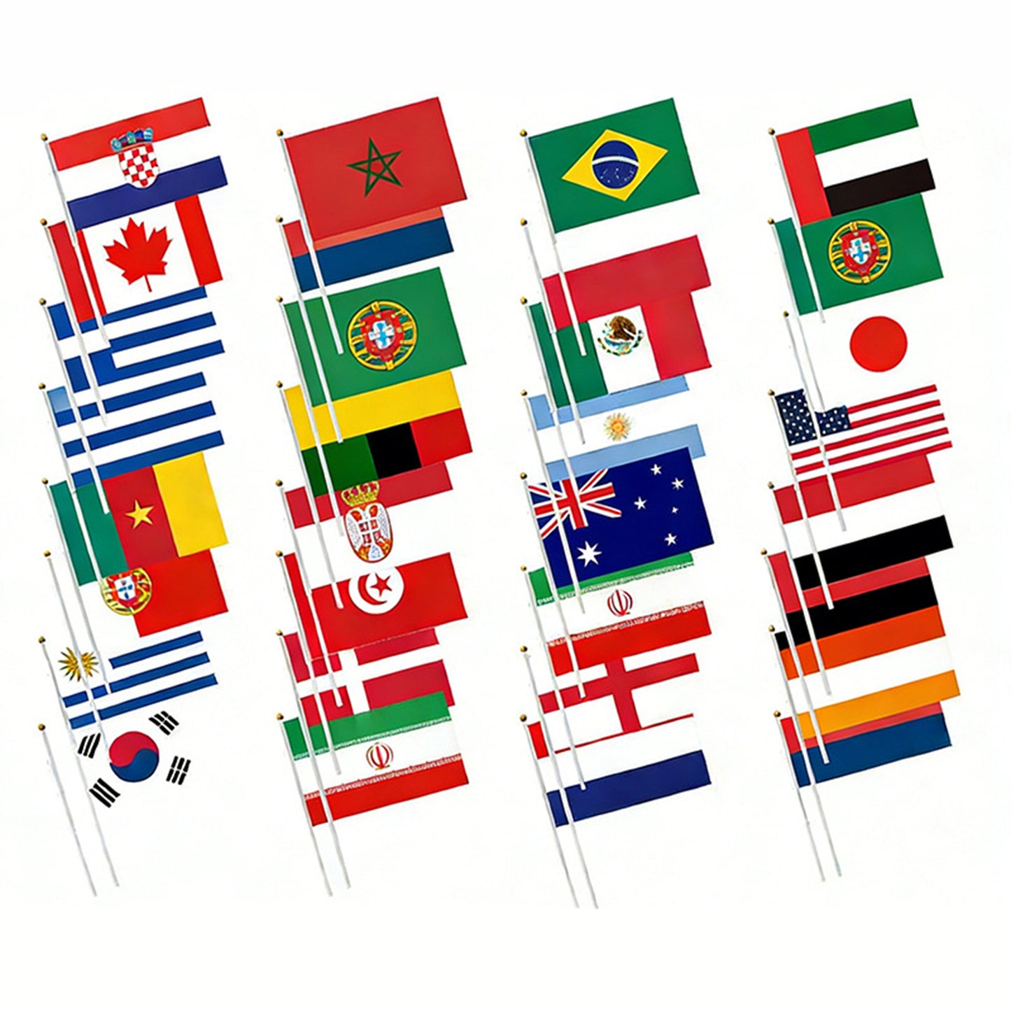 Handheld National Flag with Stick | Small Cheering Banner for Football Fans & World Cup Support (14x21cm)