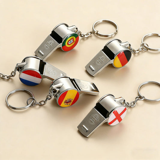 National Flag Cheering Whistle | Loud Metal Noise Maker for Sports Fans