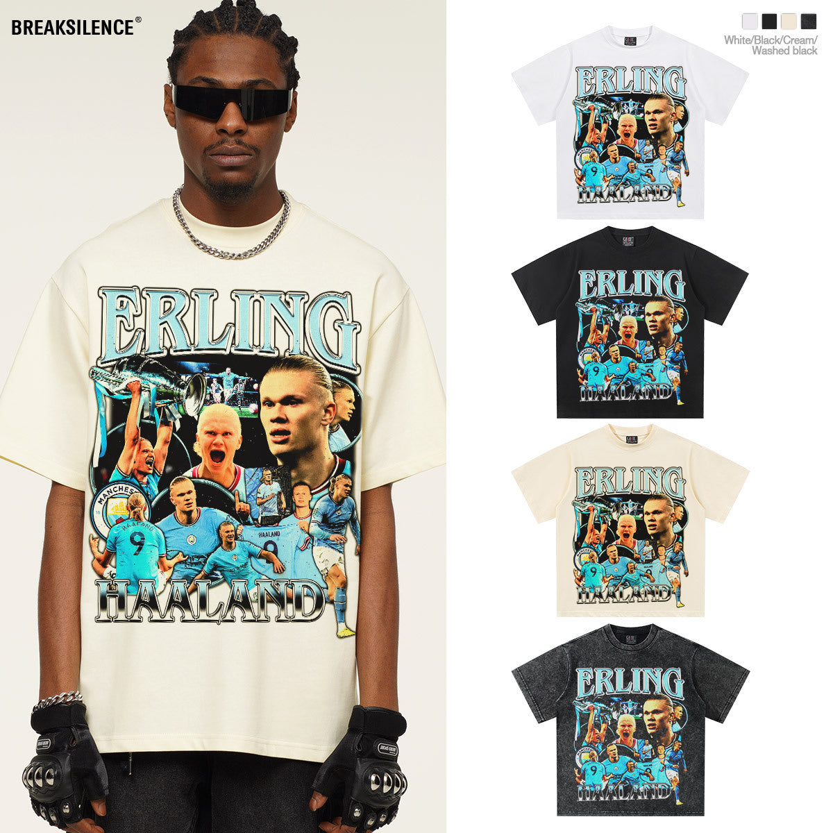 Retro Football Icon Graphic Tee – Washed Oversized Street Style T-Shirt for Men