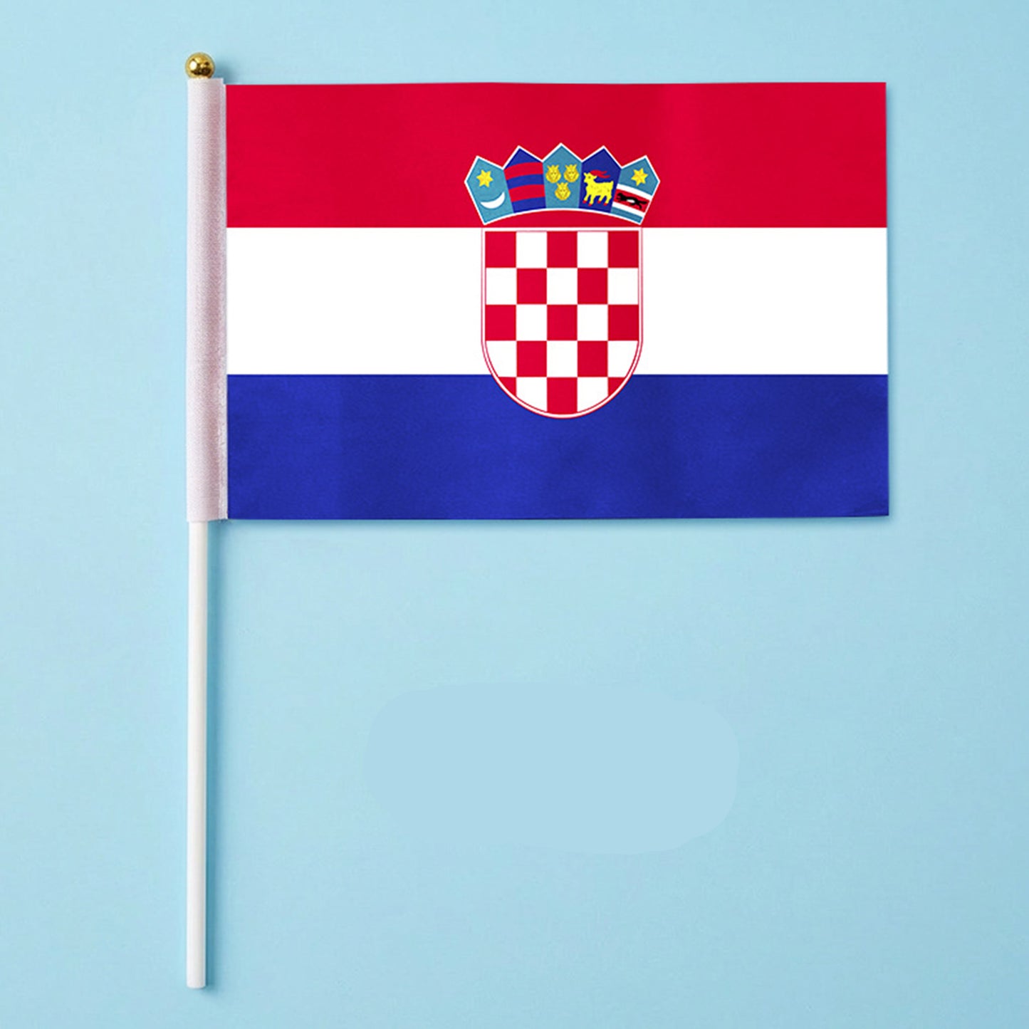 Handheld National Flag with Stick | Small Cheering Banner for Football Fans & World Cup Support (14x21cm)