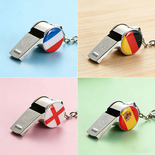 National Flag Cheering Whistle | Loud Metal Noise Maker for Sports Fans