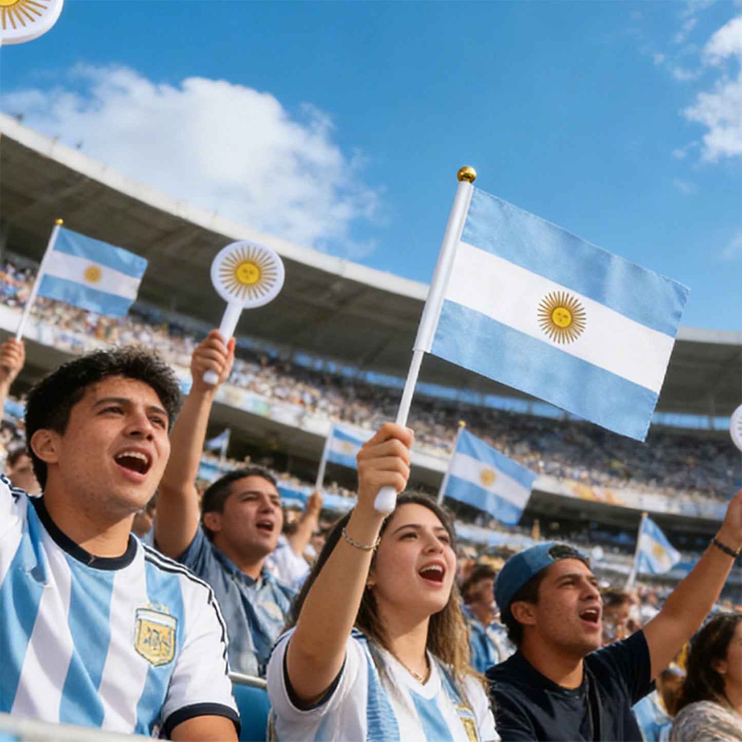 Handheld National Flag with Stick | Small Cheering Banner for Football Fans & World Cup Support (14x21cm)