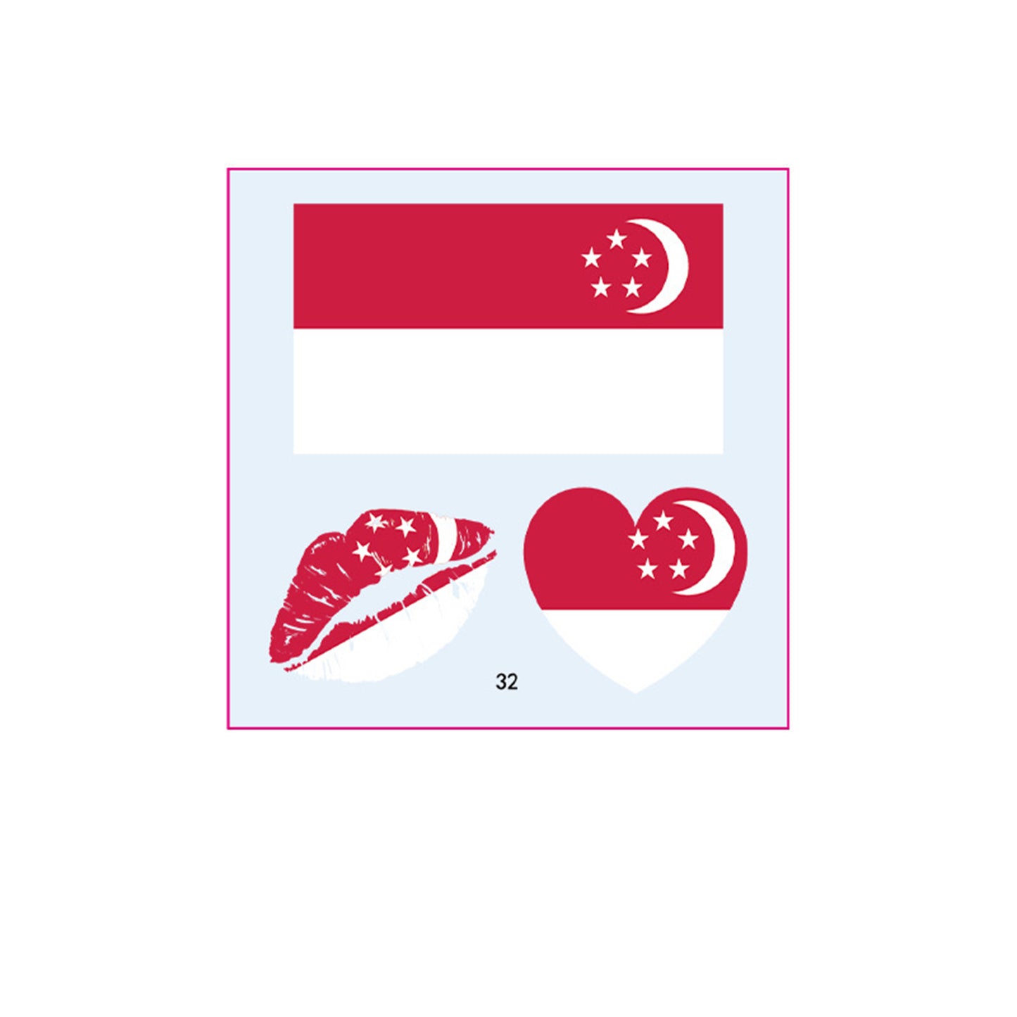 50PCS Premium National Flag Temporary Tattoos | 60x60mm Waterproof Fan Face Stickers
