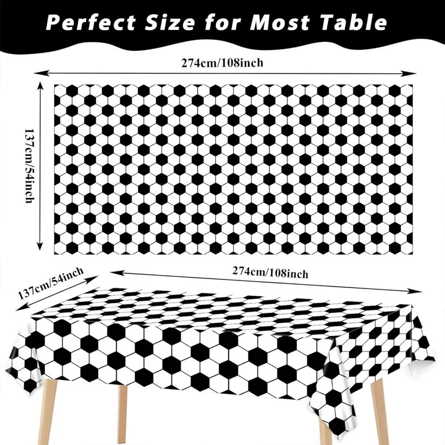Soccer Ball Print Disposable Tablecloth | Large Waterproof Table Cover for World Cup & Sports Parties