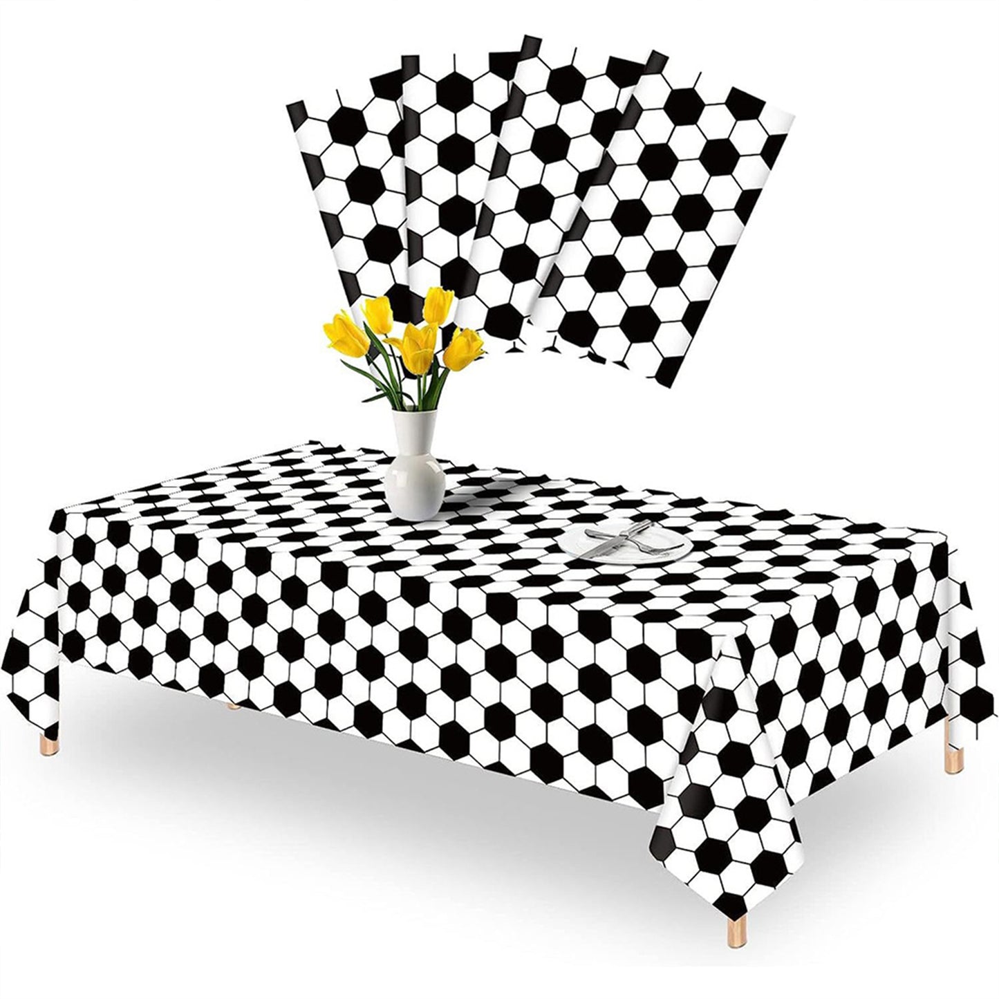 Soccer Ball Print Disposable Tablecloth | Large Waterproof Table Cover for World Cup & Sports Parties