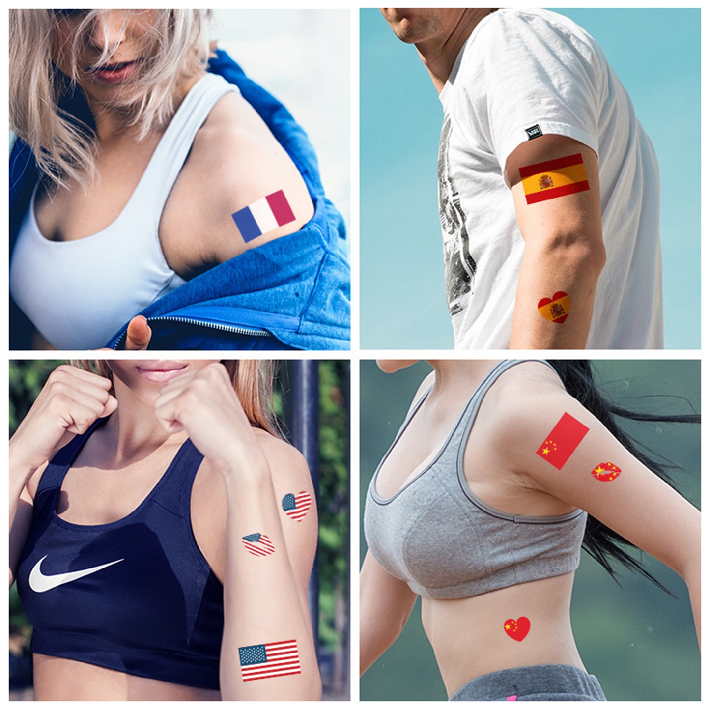50PCS Premium National Flag Temporary Tattoos | 60x60mm Waterproof Fan Face Stickers