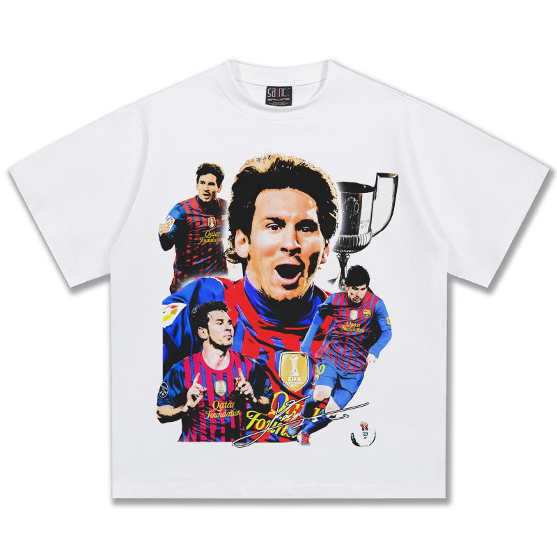 Vintage Football Collage Graphic T-Shirt – 300G Heavyweight Oversized Streetwear Tee