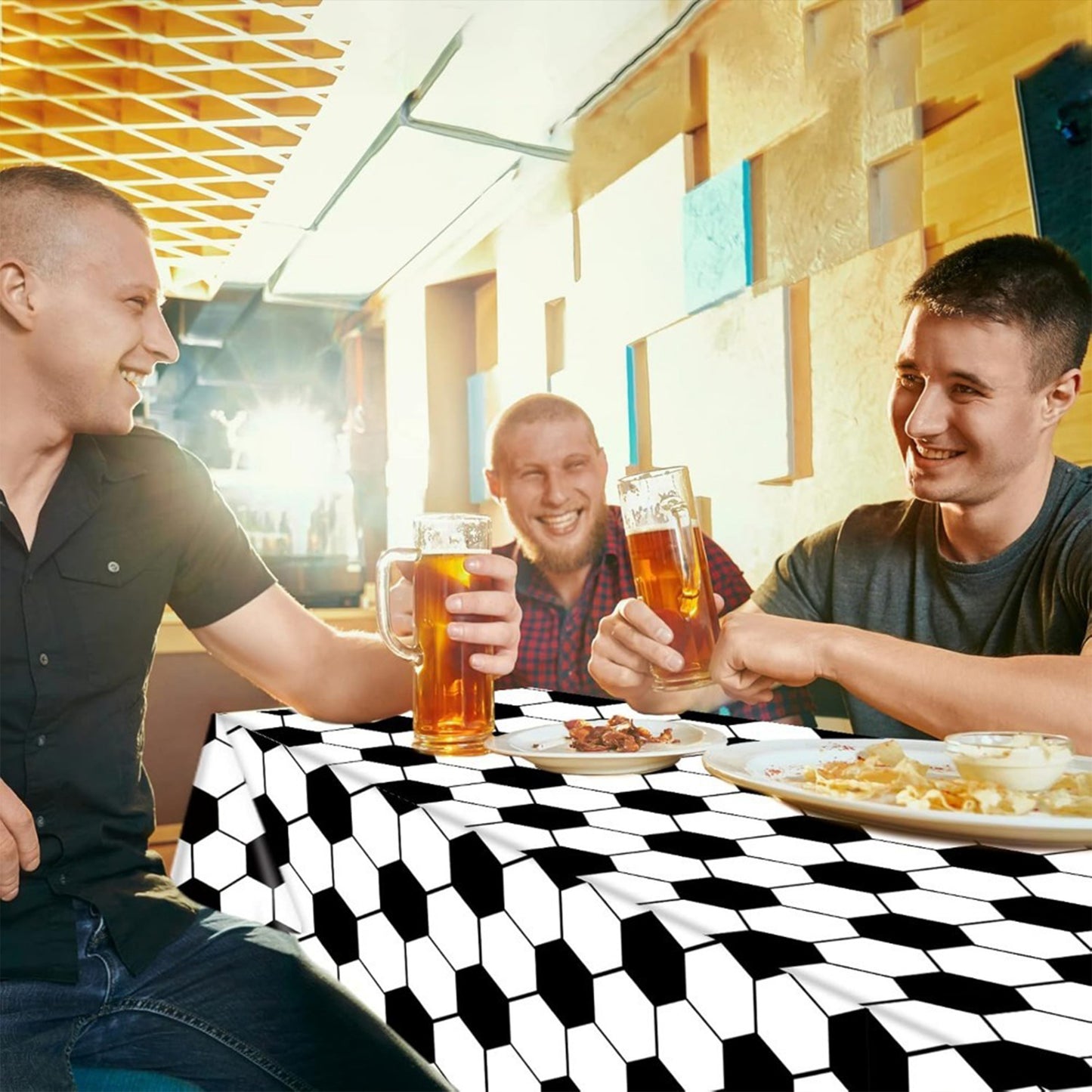 Soccer Ball Print Disposable Tablecloth | Large Waterproof Table Cover for World Cup & Sports Parties