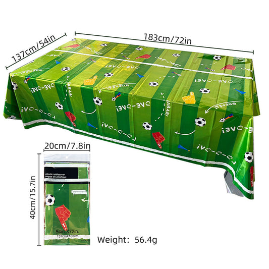 Soccer Ball Print Disposable Tablecloth | Large Waterproof Table Cover for World Cup & Sports Parties