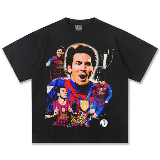 Vintage Football Collage Graphic T-Shirt – 300G Heavyweight Oversized Streetwear Tee