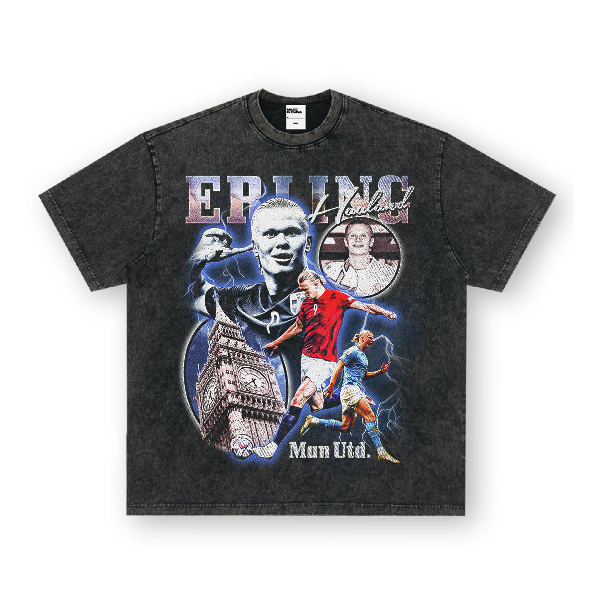 Retro Football Icon Graphic Tee – Washed Oversized Street Style T-Shirt for Men