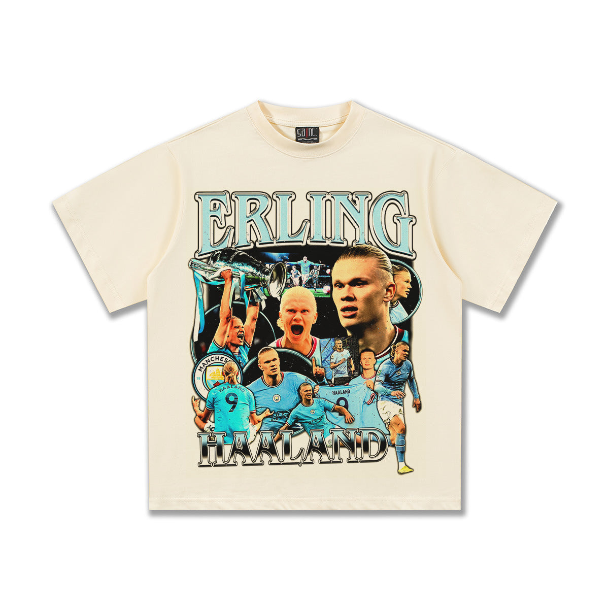Retro Football Icon Graphic Tee – Washed Oversized Street Style T-Shirt for Men