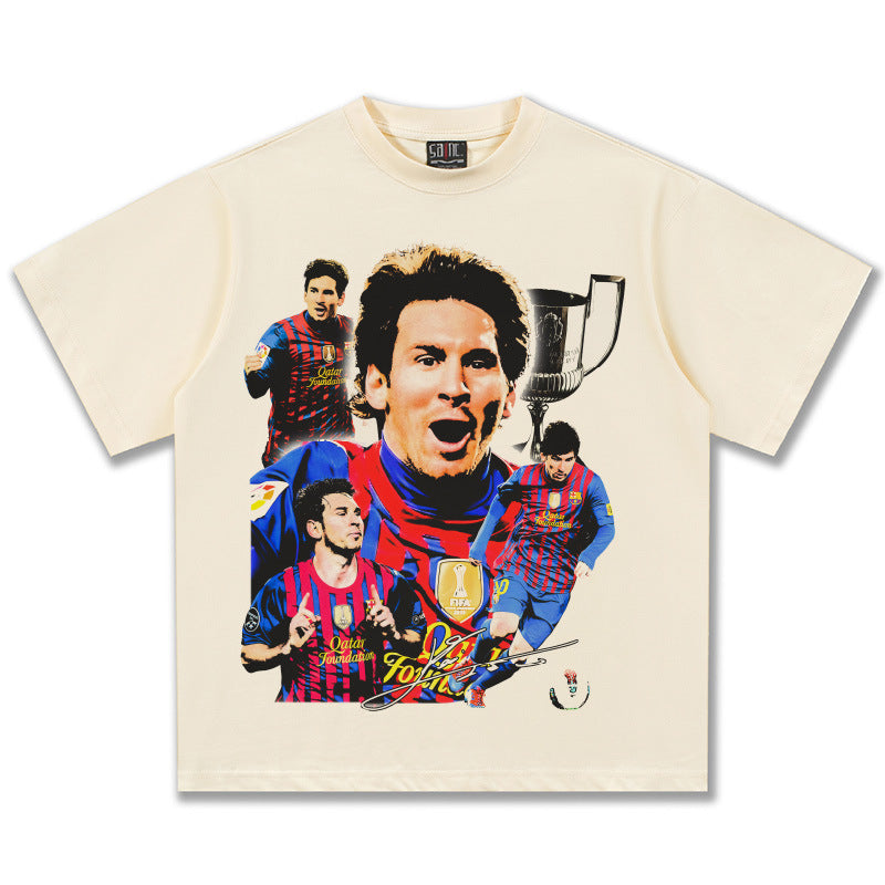 Vintage Football Collage Graphic T-Shirt – 300G Heavyweight Oversized Streetwear Tee