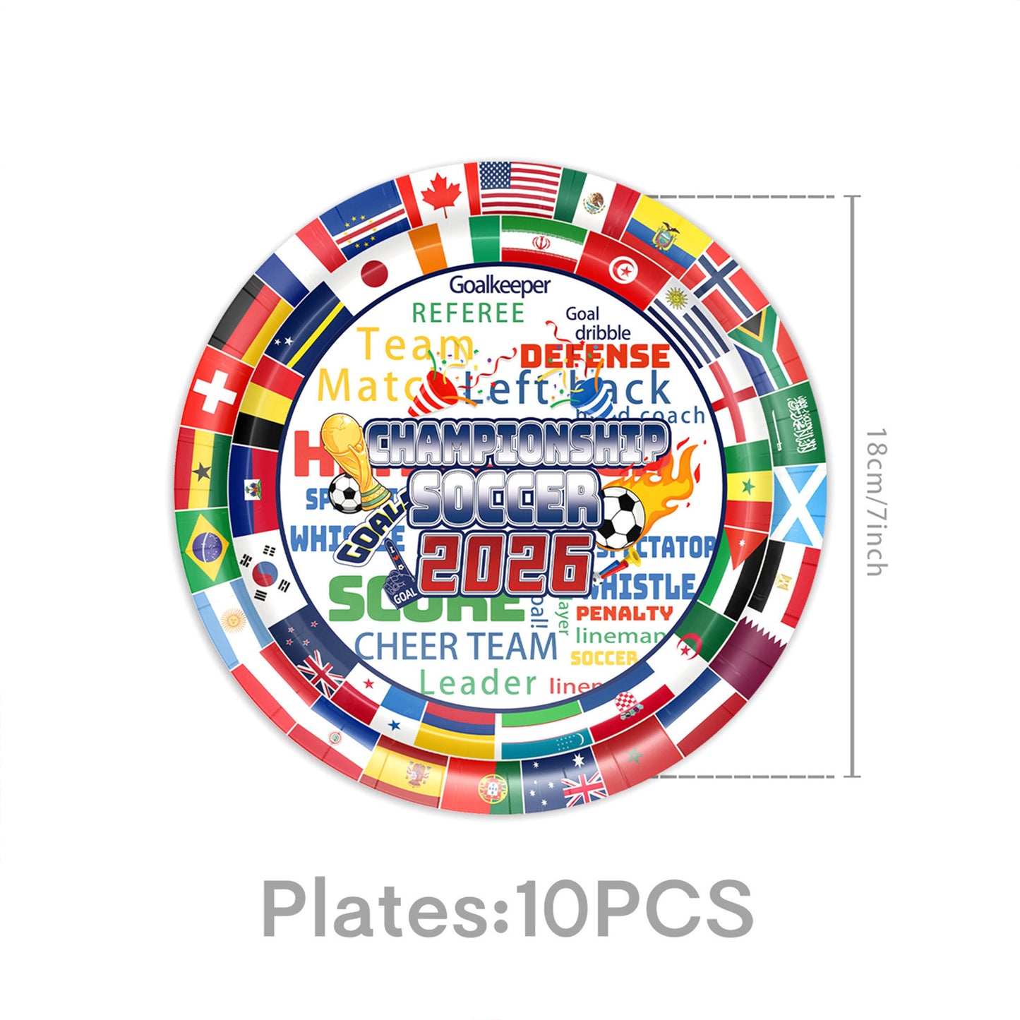 World Cup 2026 Party Tableware Set | Soccer Disposable Kit for 10 Guests