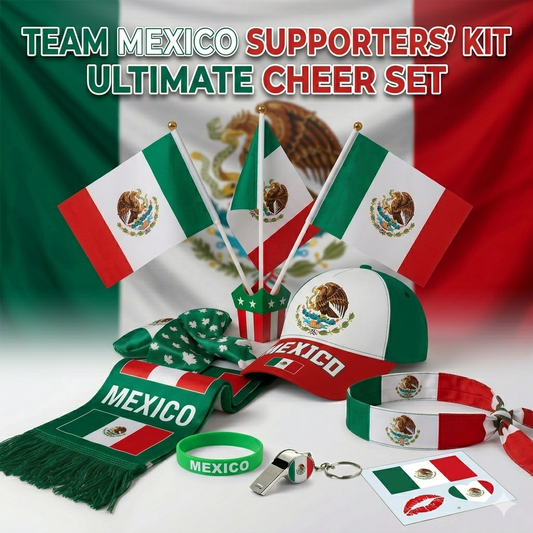 Mexico Fan Celebration Bundle | 20-Pc Match Day Set with Wearable Flag
