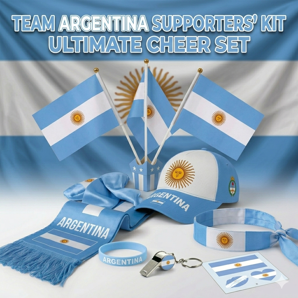 Team Argentina Fan Gear Set – 20-Piece Premium World Cup Supporters' Bundle