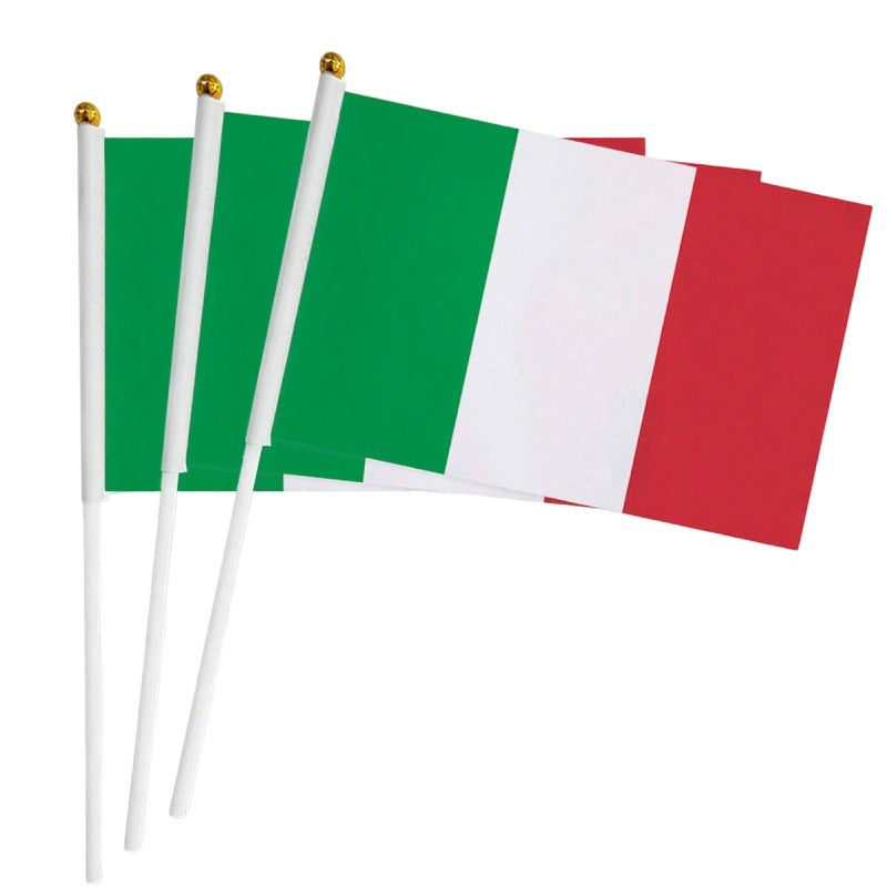 Handheld National Flag with Stick | Small Cheering Banner for Football Fans & World Cup Support (14x21cm)